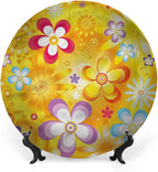 Ceramic Plates, Floral Decorative Ceramic Plates, Vibrant Daisies Cheerful, 10 Inch, for Dining, Parties, Wedding, Multicolor