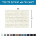 H.VERSAILTEX Bath Rugs for Bathroom Non Slip Bath Mats Extra Thick Chenille Striped Rug 20" x 32" Absorbent Non Skid Fluffy Soft Shaggy Washable Dry Fast Plush Mat for Indoor, Bath Room, Tub - Cream