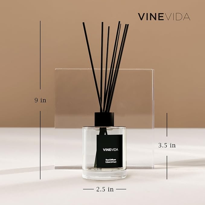 VINEVIDA Reed Diffuser for Home & Bathroom | Long-Lasting Scent Sticks Set | Oil Stick Diffuser | Bathroom Scent - Room Fragrance No. 1303 - Inspired by: Santal