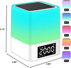 Night Light Bluetooth Speaker, Gifts for 10 11 12 13 14 15 Years Old Boys Teenager Girls, All-in-1 Dual Alarm Clock, Touch Sensor Bedside Lamp, 48 RGB Color Chang, MP3 Player, Wireless Speaker