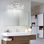 SineRise 3-Light Brushed Nickel Vanity Light with 3 Color Modes (3000K/4000K/6000K), Eye Protection LED Bathroom Light Fixture, Dimmable Modern Wall Light Over Mirror with Clear Glass Shade