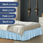 Wrap Around Dust Ruffle Bed Skirt - Light Blue - for Queen Size Beds with 12 Inch Drop - Elastic Strap - Adjustable Pleated Bedskirt with Brushed Fabric and Wrinkle Free - For Women, Men, Kids & Teens