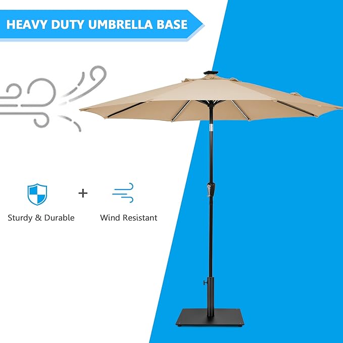 Tangkula 36LBS Square Umbrella Base, Heavy Duty Patio Umbrella Base Stand with 3 Adapters, 20”x20” Weighted Outdoor Umbrella Stand with Adjustable Foot, Suitable for Backyard, Deck, Poolside