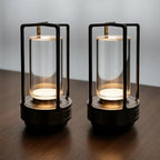 Klarako Crystal Lantern Lamp – Modern Cordless Rechargeable Bedside & Outdoor Light, Portable Wireless Lamp – Dimmable Touch Control – Luxury Living Room & Hotel-Style Lighting (Black, 2-Pack)