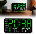 Multifunctional Decorative Led Digital Wall Clock,Large Digital Clock Shows Time,Date,Temperature,Auto Brightness Adjustment,Dual Alarms,Electronic Clock for Livingroom (Green lamp with white shell)