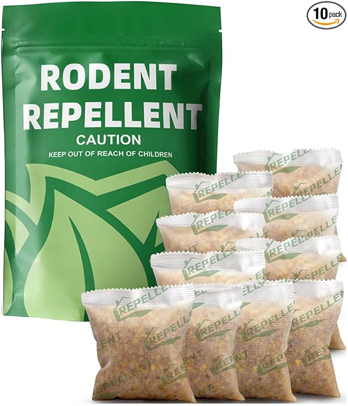 Rodent Repellent, Mouse Repellent Pouches, Mice Repellent Indoor, Rat Repellant for House, Mice Deterrent, Keep Mice Away, Extra-Strength Peppermint Effective for 80 ft² and 90 days-10P