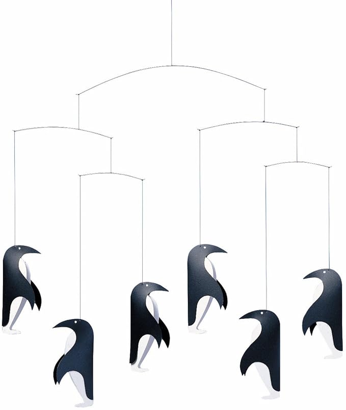 Penguin in Tails Hanging Nursery Mobile - 18 Inches - High Quality Plastic - Handmade in Denmark by Flensted