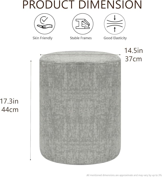 Get Set Style Modern Round Ottoman with Soft Padded Seat, Multifunctional Vanity Stool for Makeup, Upholstered Footrest Stool Ottoman Foot Stool for Living Room, Bedroom