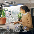 Neatfi XL 2,200 Lumens LED Task Lamp, 24W, 117 Pcs SMD LED, 23 Inches Ultra Wide Lamp, 4 Level Brightness Dimmable, Eye-Caring Light, Glare Free (Non-CCT with Base, Silver)
