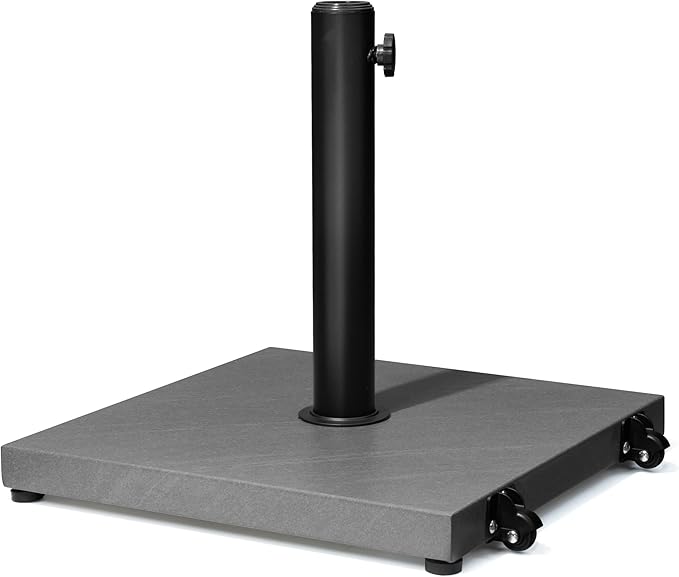 Patio Umbrella Base 43lbs Outdoor Umbrella Stand with Wheels, Heavy Duty Square Concrete Stand Market Umbrella, Gray