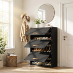 6-Tier Shoe Storage Cabinet with Hard Flip Doors, Holds 18–24 Pairs, Enclosed Dustproof Shoe Rack Organizer for Entryway, Closet & Bedroom, Space-Saving Shoe Shelf, Black, 27.8" x 12.0" x 41.9"