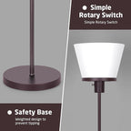 Modern Tall Standing Lamp for Living Room and Bedroom - Brown with White Plastic Shade