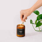 Calyan Wax Co. Palo Santo & Cypress Scented Candle - 57 Hour Burn - Luxury Non Toxic Soy Wax Candles - Long Lasting Amber Glass Jar Candle for Home - 7.2oz