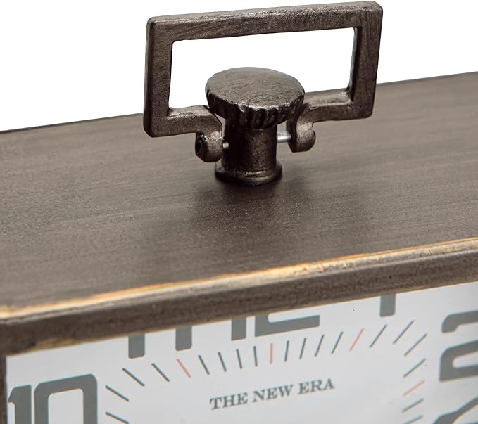 NIKKY HOME Vintage Silent Non-Ticking Table Clock, Shelf Desk Top Clock Battery Operated, Retro Home Decor for Living Room Mantel Desktop Countertop, Antique Brown