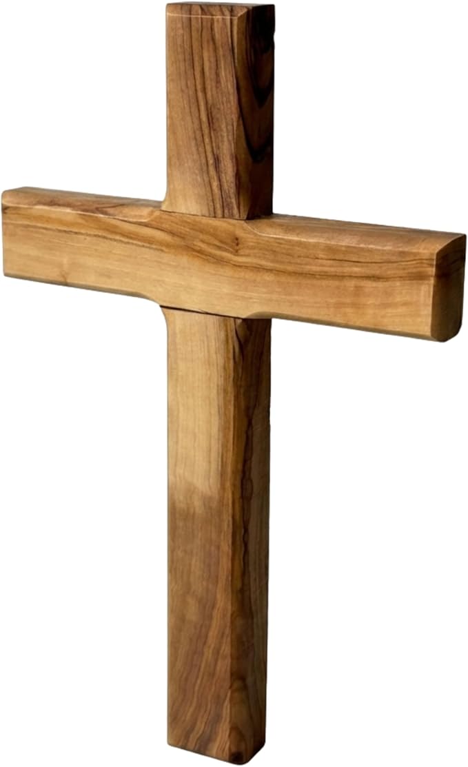 Spring Nahal Small Olive Wood Wall Cross from Bethlehem - Handcrafted Christian Crucifix with Certificate of Authenticity - 4.7 Inch / 12 cm