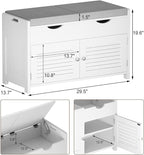 ChooChoo Shoe Storage Bench with Lift Top Storage, Entryway Bench with 2 Cushioned Seats, 3 Compartments, Adjustable Shelf, Shoe Cabinet for Entryway, Bedroom, Living Room, White
