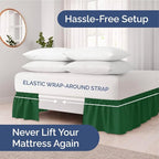 Wrap Around Dust Ruffle Bed Skirt - Emerald - for King Size Beds w/ 15 Inch Drop - Easy Fit Elastic Strap - Adjustable Pleated Bedskirt w/Brushed Fabric - Wrinkle Free - for Women, Men, Kids & Teens
