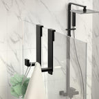 WUIVIUT Heavy-Duty Stainless Steel 7.5 Inch Over The Glass Door Shower Hooks - Towel Hooks for Frameless Shower Glass Door Bathroom Holder for Washroom(L Shape 2 Pack, Fits 3/8'' Thick)