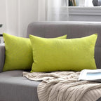 MIULEE Pack of 2 Decorative Outdoor Solid Waterproof Throw Pillow Covers Spring Faux Linen Garden Farmhouse Cushion Cases for Summer Patio Tent Balcony Couch Sofa 20x12 Inch Green