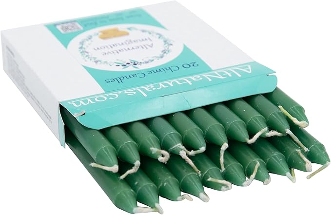 Alternative Imagination Green Chime Candles - 20 Pack of Unscented 4 Inch Mini Taper Candles - Dripless Long Burning Ritual Candles for Meditation, Spell Work, Healing, Prosperity, Growth & Home Decor