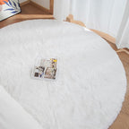 White Faux Rabbit Washable Fur Area Rugs Circle Rugs for Living Room Bedroom Teen Room Fluffy Area Rug 3ft Round Rug