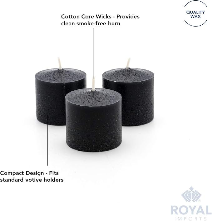 Royal Imports Votive Candle, Unscented Wax, Box of 72, for Wedding, Birthday, Holiday & Home Decoration (10 Hour), Black