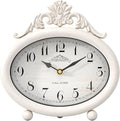 Vintage Table Clock, Desk and Shelf Decor Clock, French Rustic Antique Style White Mantel Clocks, for Farmhouse, Living Room, Bedroom, Bedside, Gift (7.87" H x 7.87" W)