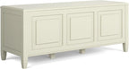 SIMPLIHOME Connaught Storage Bench - 51 inch Wide Solid Wood Trunk Bench in Antique White, Traditional Bench for Entryway with Lift-Up Lid and 3 Hidden Compartments