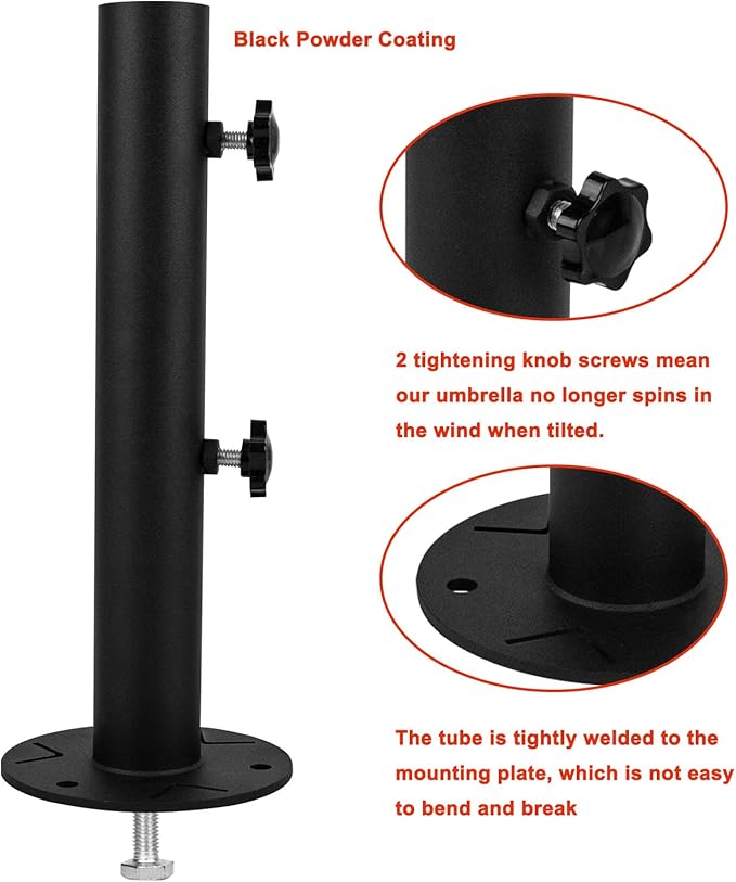 Universal Granite Umbrella Stand Tube, Stone Umbrella Tube Base for Outside, Heavy Duty Marble Flag Pole Stake Holder, Table Umbrella Tube Bracket,DIY Metal Tube Umbrella Mount