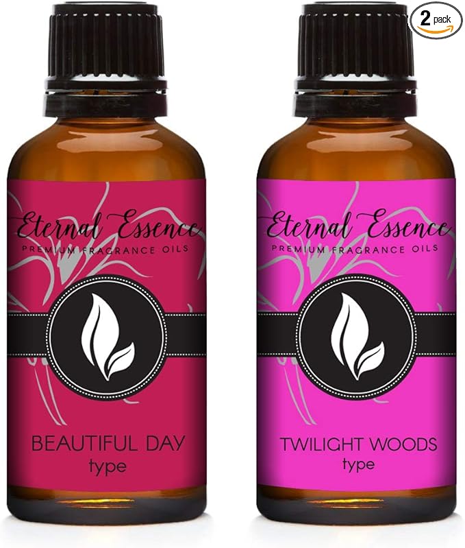 Eternal Essence Oils 2 Pack 30ml Premium Fragrance Oil - Beautiful Day Type & Twilight Woods Type - for Candle, Soap Making, Aromatherapy, Diffusers, Home Care, & Humidifiers