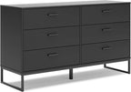 Signature Design by Ashley Socalle Modern 6-Drawer Dresser with Safety Stop, Black