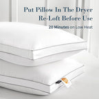 Globon Luxury Feather Down Pillow King Size,Firm Gusseted Bed Pillows for Sleeping, Hotel Collection Fluffy Pillow, 18"X34", Set of 2