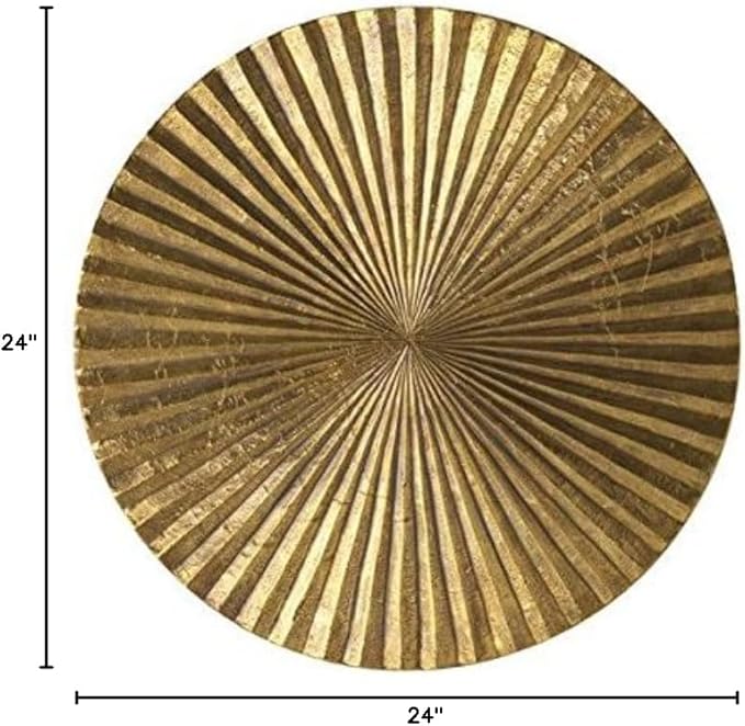 Decorlives Round Sunburst Metal Wall Art | Modern Metal Wall Hanging Décor Sculpture for Living Room Bedroom Home Office (Bright Gold | Set 6-2 Large(24") + 2 Medium(18") + 2 Small(9") Circles)