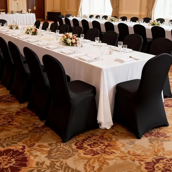 100 Pcs Black Folding Chair Cover Washable Removable Universal Fitted Chair Cover Protector for Wedding Party Banquet Holidays Celebration Decoration Chair Covers