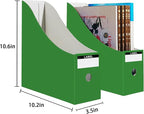 Limitliho Cardboard Magazine Holder for Desk, Book Bins for Classroom Library,Office,Home, 10.6" H x 10.2" L x 3.5" W in file holder (Green, 6 Pack)