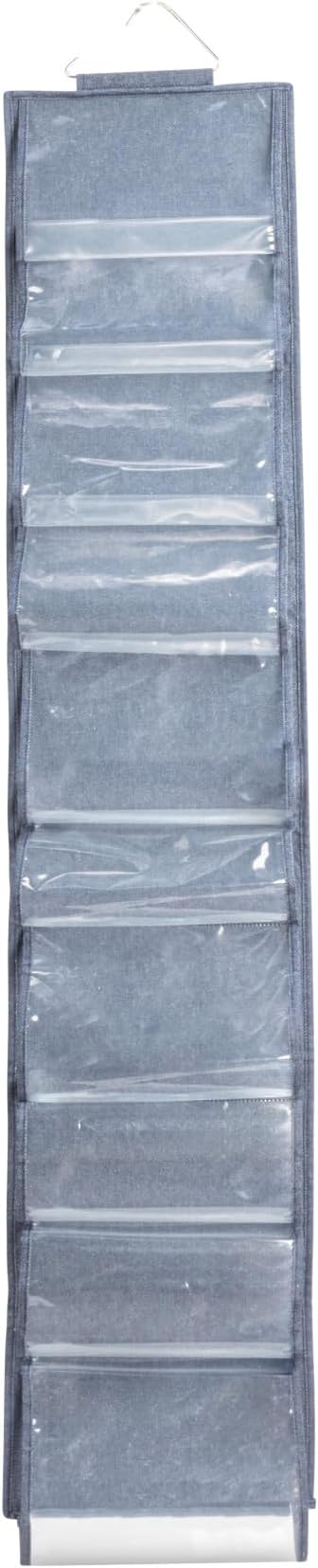 Household Essentials Over-The-Door Cotton Blend and Plastic Shoe Organizer with 20 Storage Pockets, Denim