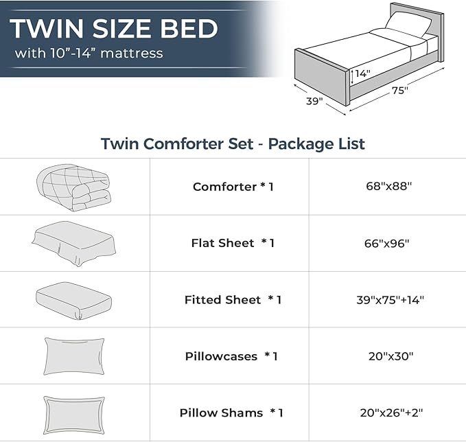 HEVUMYI Sage Green Twin Comforter Set - 5-Piece All Season Bed in a Bag Twin, Ultra Soft Bedding Set with Comforter, Flat Sheet, Fitted Sheet, Pillowcases, Pillow Shams, Sage Green