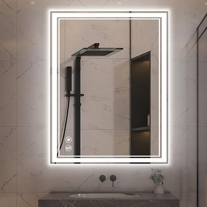 20“ x 28” LED Mirror for Bathroom LED Bathroom Mirror Anti-Fog Dimmable 3 Colors Bathroom Mirror with Lights Smart Mirror Memory Wall Mounted