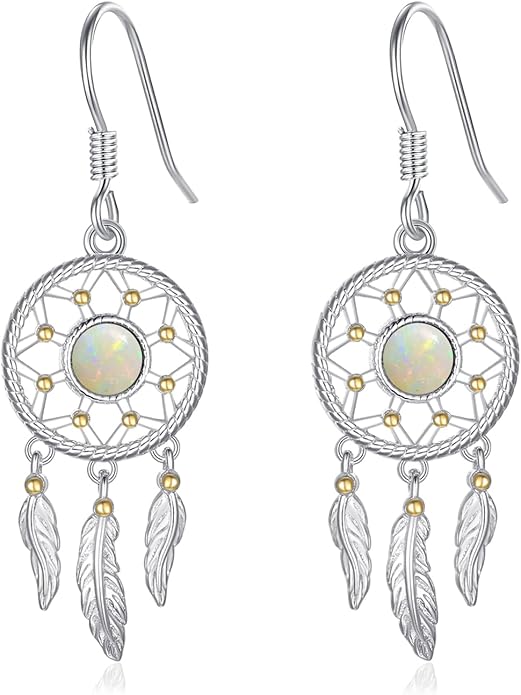 Dream Catcher Earrings for Women 925 Sterling Silver Western Earrings Dream Catcher Dangle Cowgirl Earrings Bohe Jewelry Gifts for Women