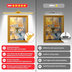 26" Wireless Picture Lights, Rechargeable Battery Art Display Light with Remote Control, Dimmable/Timer Off Dartboard Light, 3 Lighting Modes Full Metal Painting Display Lights (Gold-1 Pack)