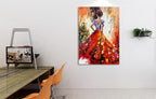 zoinart Hand Painted Abstract Vertical Canvas Wall Art 28x40 Inches Musical Girl Modern 3D Wall Paintings Framed Contemporary Art for Home Decorations Wall Decor Ready to Hang