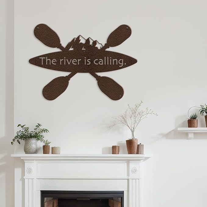 SIGNLEADER Metal Wall Art Decor - Kayak with Paddles Sport Minimalist Modern Abstract Wall Sculpture Hanging Home Decoration for Living Room, Bedroom, Bathroom, Kitchen, Studio, Outdoor - 24" Bronze