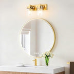 Vanity Light Fixture,2-Light Vanity Light for Bathroom,Brushed Gold Bathroom Vanity Lighting Over Mirror with Square Clear Glass Shade for Restroom