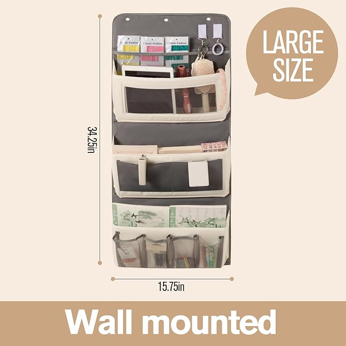 Over Door Storage Organizer, Multi-Pocket Hanging Organizer with Mesh Pockets, Wall Mount Storage Bags, Black and White (black + white, 3-Tier*2PACK)