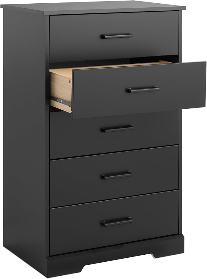 Prepac Rustic Ridge Farmhouse Dresser, Black Dresser for Bedroom, Chest of Drawers with 5 Drawers 18.5" D x 27.5" W x 43.5" H, BBDR-1605-1