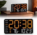 Multifunctional Decorative Led Digital Wall Clock,Large Digital Clock Shows Time,Date,Temperature,Auto Brightness Adjustment,Dual Alarms,Electronic Clock for Livingroom (Orange lamp with white shell)