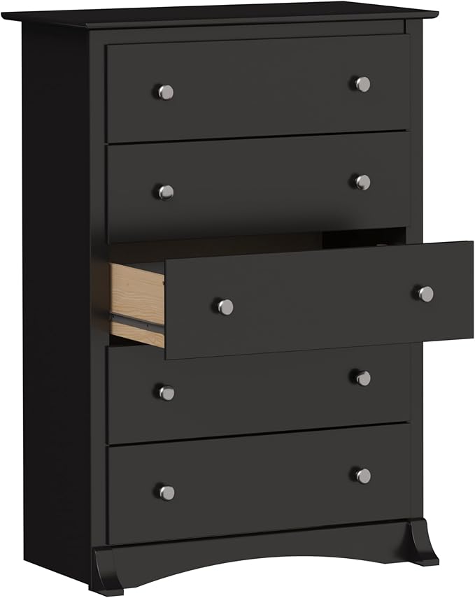 Prepac Sonoma Superior 5-Drawer Dresser for Bedroom - Spacious and Stylish Chest of Drawers, Measuring 17.75"D x 31.5"W x 44.75"H, In Black Finish