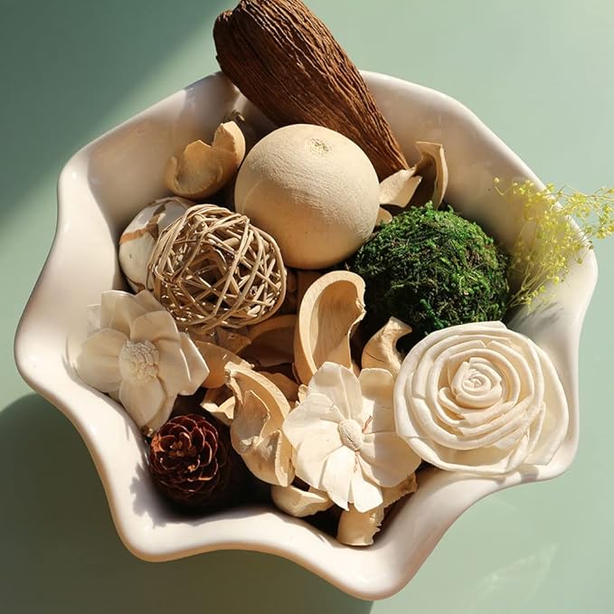 Qingbei Rina Spring Potpourri Bags,Jasmine Scented Potpourri Bowl Filler,White Decorative Dried Flowers, Home Fragrance Sachet of Petal,Vase Bathroom Decor,10oz
