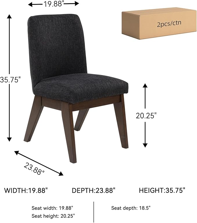 Signature Design by Ashley Kendamor Mid-Century Modern Upholstered Dining Chair with Solid Wood Frame and Bucket Design, Set of 2, Dark Brown