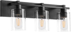 Espird Bathroom Vanity Light,3 Light Matte Black Light Fixture with Thickened Clear Glass Shade, 21 inch Modern Wall Sconce, Bathrooms Vanity Light Over Mirror for Bathroom